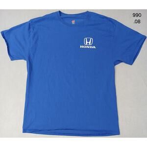 Hanes (XL) Blue Honda Logo Short Sleeve Crew Neck Tee Shirt